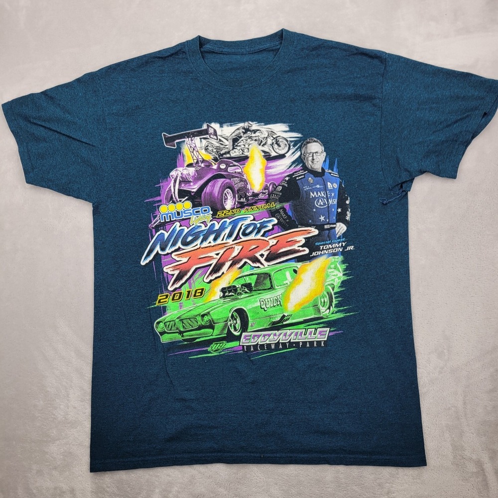 Eddyville  Shirt Mens Large Raceway Park Motor Box Car Auto Racing Team Adult L*